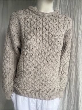 Aran Mór Merino Wool Irish Cable Knit Sweater Chunky Fisherman M